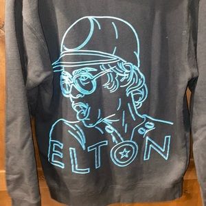 ELTON JOHN FAREWELL YELLOW BRICK ROAD TOUR ZIP UP HOODIE SWEATSHIRT SMALL BLACK